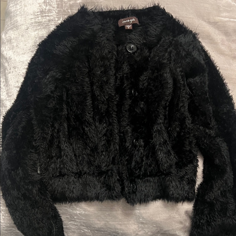 Imoga Black Fuzzy Cardigan
